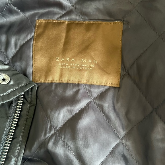 Zara Man Silver Grey Zip Up Bomber  Quilted Lining Jacket Sz L - Picture 10 of 13